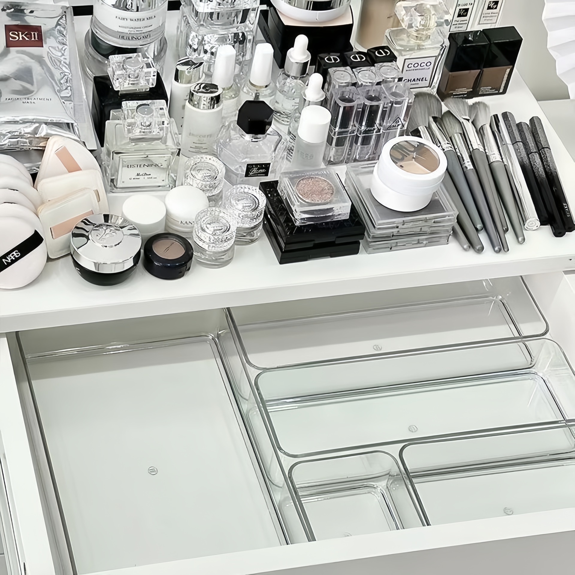 Drawer Divider Storage Box Desktop Transparent Storage Box for Stationery Storage Kitchen Drawer-Style Cosmetics Storage