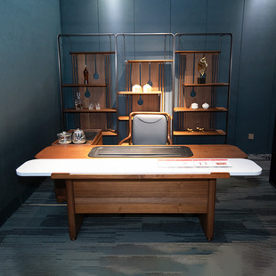 New Chinese solid wood tea table kung fu tea table tea table office walnut tea table Shenzhen office furniture manufacturers