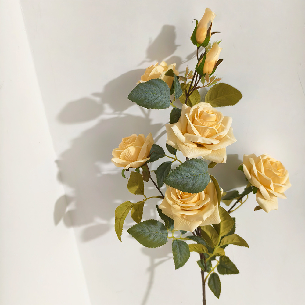 7 flores de simulación atmósfera nórdica romántica fotografía de bodas decoración del hogar rama larga de una sola rama de simulación de flores arregladas rosas