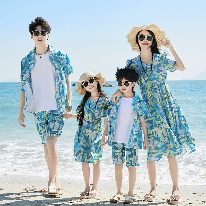 Beach summer dress, shirt, set, family style, western style