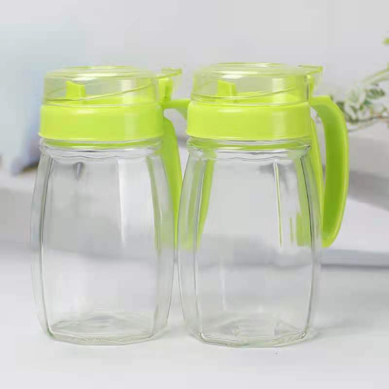 Productos de cocina de almacenamiento botella de aceite de vidrio con condimento botella de almacenamiento con tapa