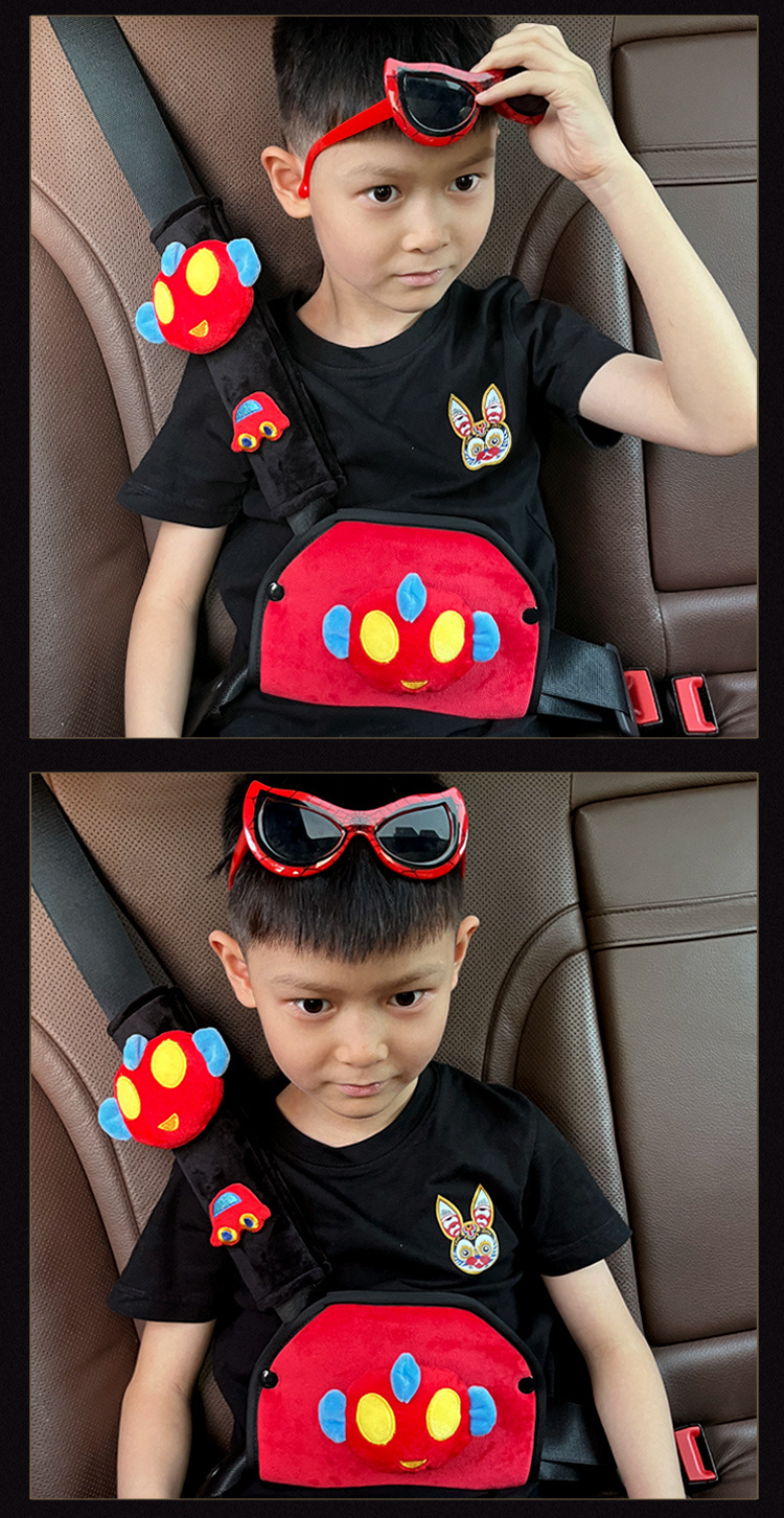 Fleece Protector, Child Safety Belt Adjuster, Anti-Neck Strangulation Shoulder Protector, Cute Cartoon Car Accessories