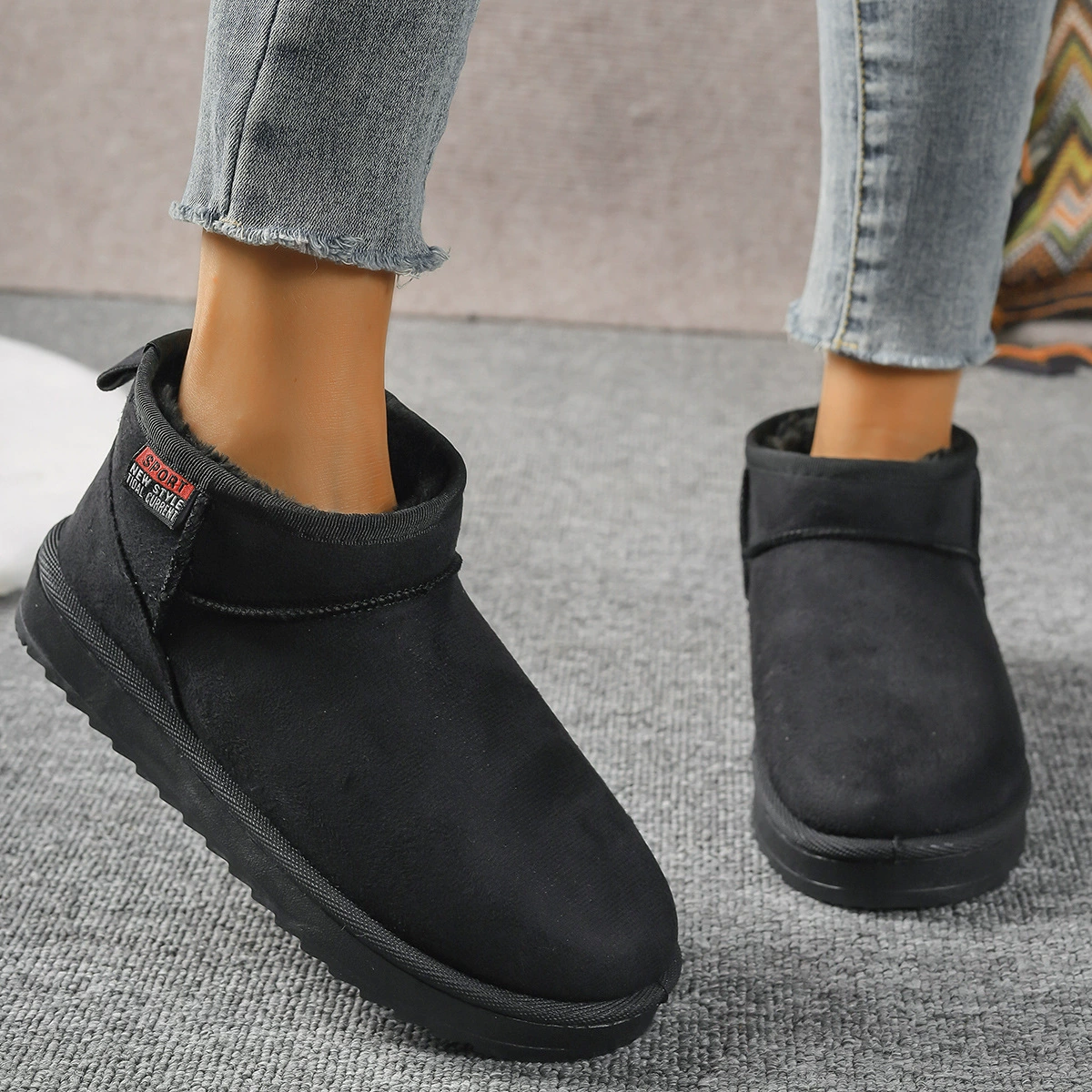 Winter Warm Ankle Boots with Plush Shearling Lining, Platform Sole, Internet Celebrity Style