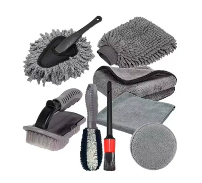 Amazon's Best-Selling Car Wash Cleaning Tool Brush Beauty Kit for Car Wheel Hub Details, Crevices, and Air Vents Electric Brush (Car cleaning tools) - 8-piece-set