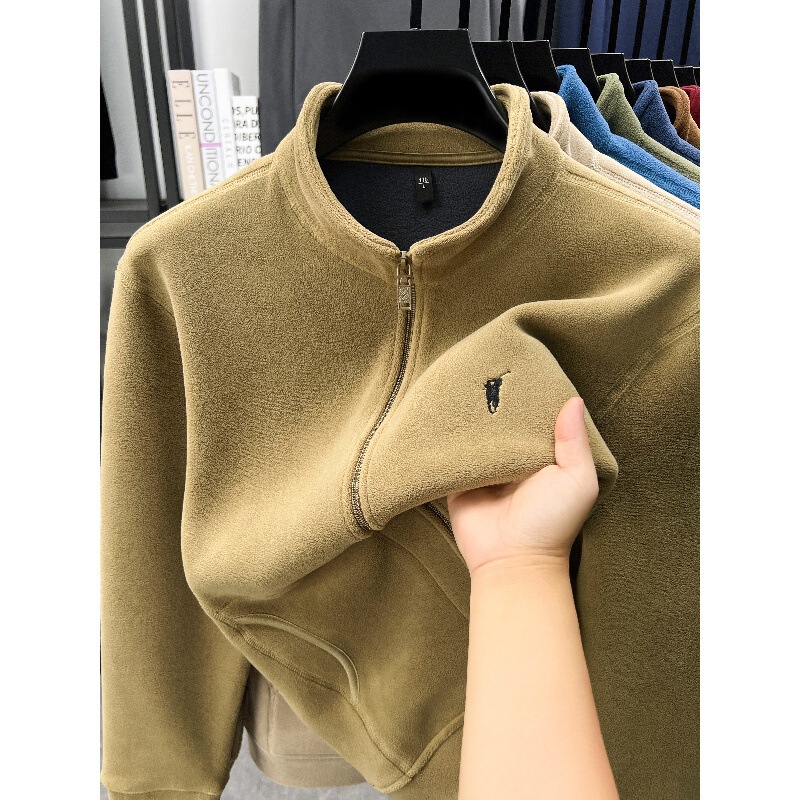 [Authentic Outlet] Paul Cardigan Zipper Sweatshirt Jacket Men's Autumn and Winter New Thickened Fleece Stand Collar Jacket