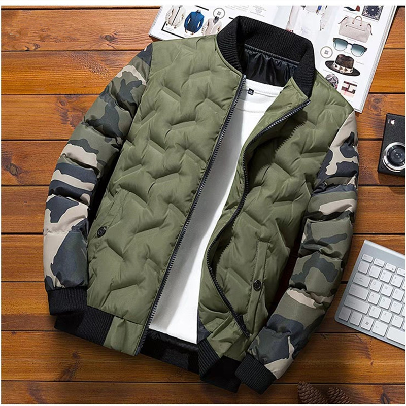 Men's Down Jacket With Zip Pockets And Warm Cotton Lining Black_voghion.com