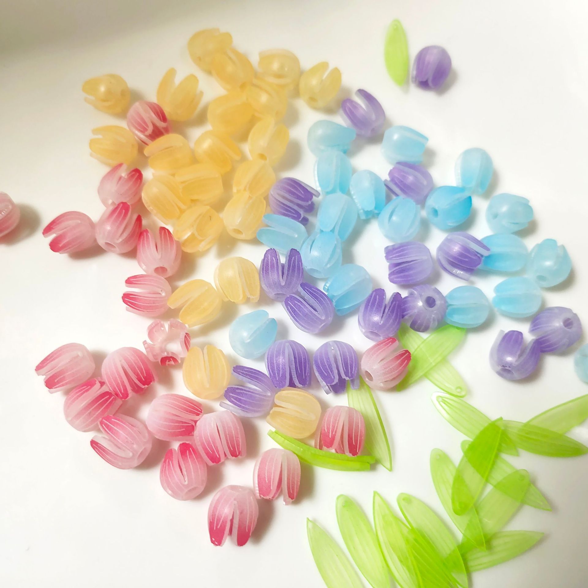 TikTok Pequeño Libro Rojo mismo diyLED noche Luz Accesorios para el cabello pendientes de la horquilla Hoja de acrílico Termocontraíble flor tulipán brote