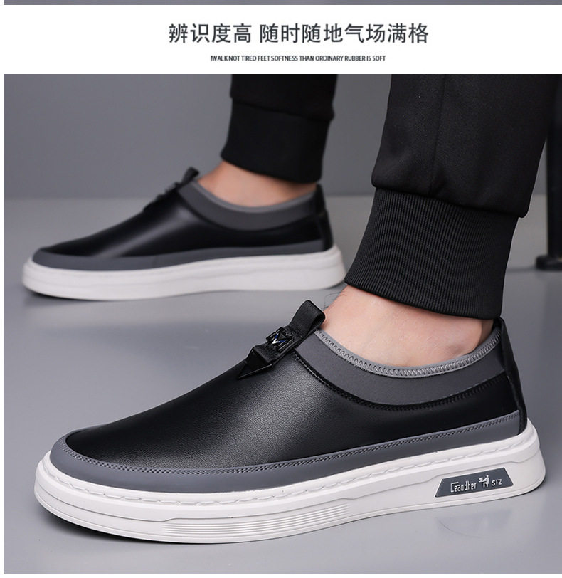 Giày sneaker nam cổ thấp dáng giày ván, mũi tròn, dây buộc, mặt da mềm — GX367 màu trắng, GX367 màu đen chi tiết 17