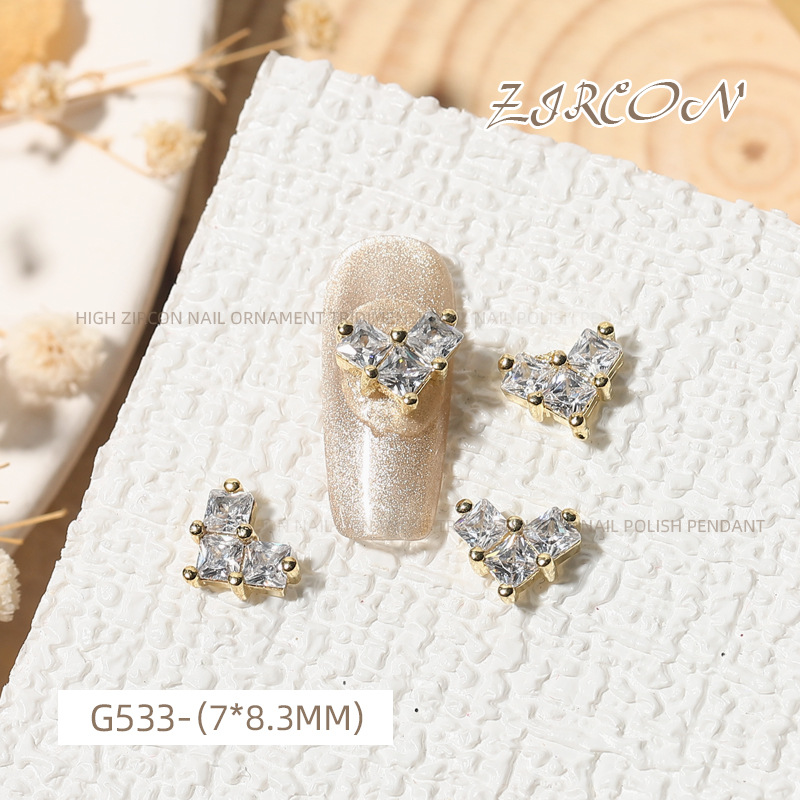 Internet Celebrity full Diamond Love circón Luz de lujo joyería de uñas perla colgante de metal en forma de corazón diamante oro plata fototerapia Decoración