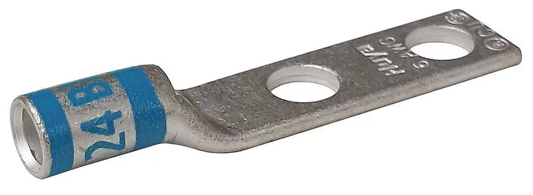 6 AWG Two-Hole Lug Compression Connector, Straight Barrel, B