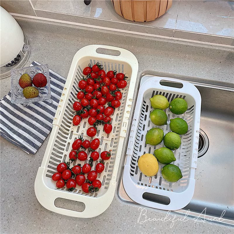 *Beautiful little aunt*Simple kitchen telescopic sink, plastic dishes, drain, tableware, tableware, draining basket