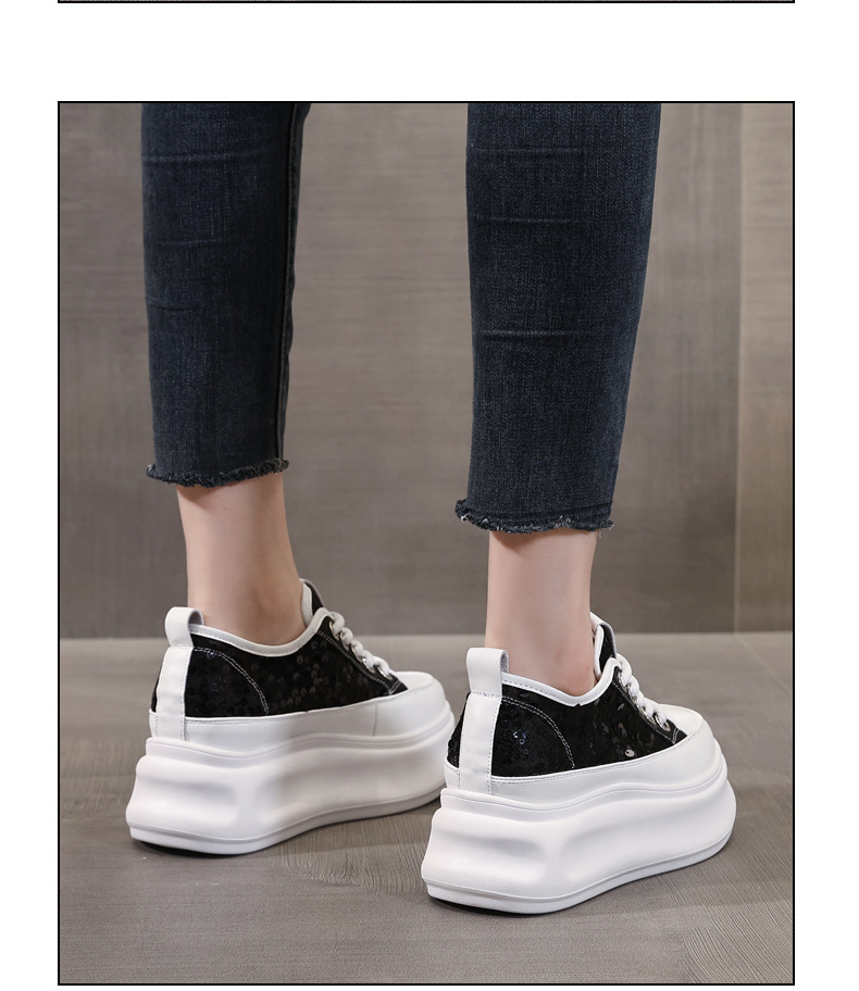 Giày sneaker nữ đế dày chunky mặt lưới phối trắng đa năng — Màu đen chi tiết 13