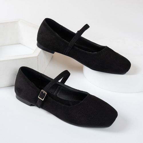 Women's Square-Toe Flat-Heel Plus-Size Shoes for 2025: Low-Top Slip-Ons with Velcro Straps—Casual, Versatile, and Ultra-Lightweight