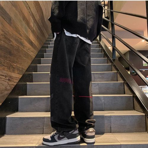  Spring and Autumn Loose Straight Leg Jeans for Men, with a Viscose Feel, Trendy Brand, Cooler Style, Casual, American Retro Washed, Loose Straight Leg Pants