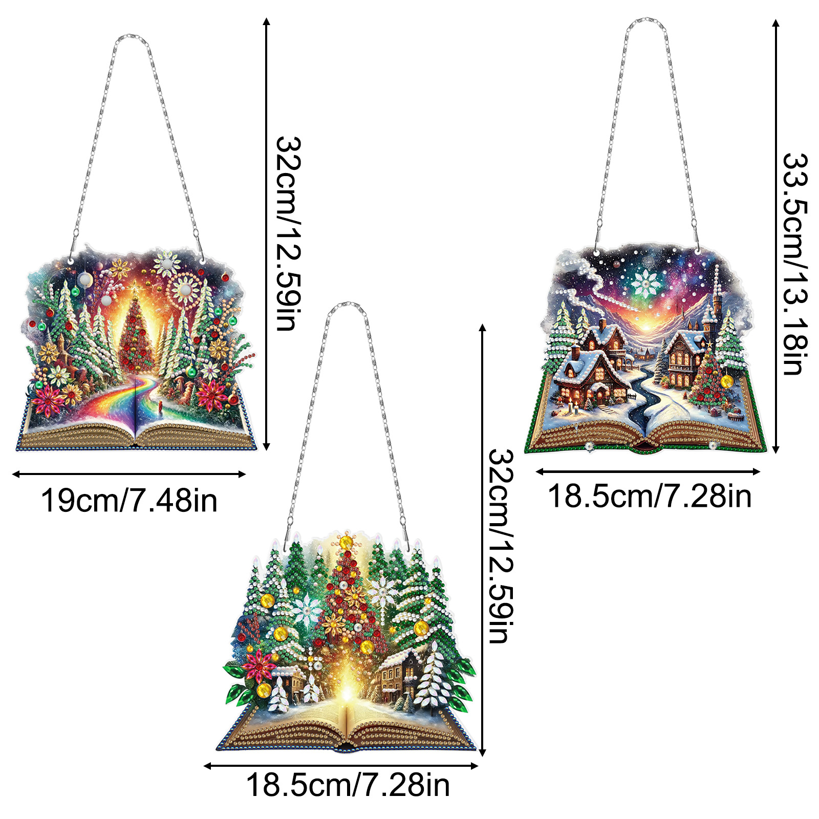 Diamante pintura perimetral DIY anillo 3 piezas juego de dibujos animados colgante genio Navidad sala de estar decoración de pintura distribuible