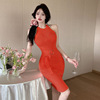 Southeast Asian Sexy Tank Top Skirt Design Sense Hanging Neck Wrap Hip Knitted Dress