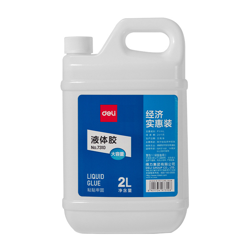 Deli 7310 pegamento líquido barril grande 2 L pegamento transparente adhesivo se puede utilizar como barro de cristal