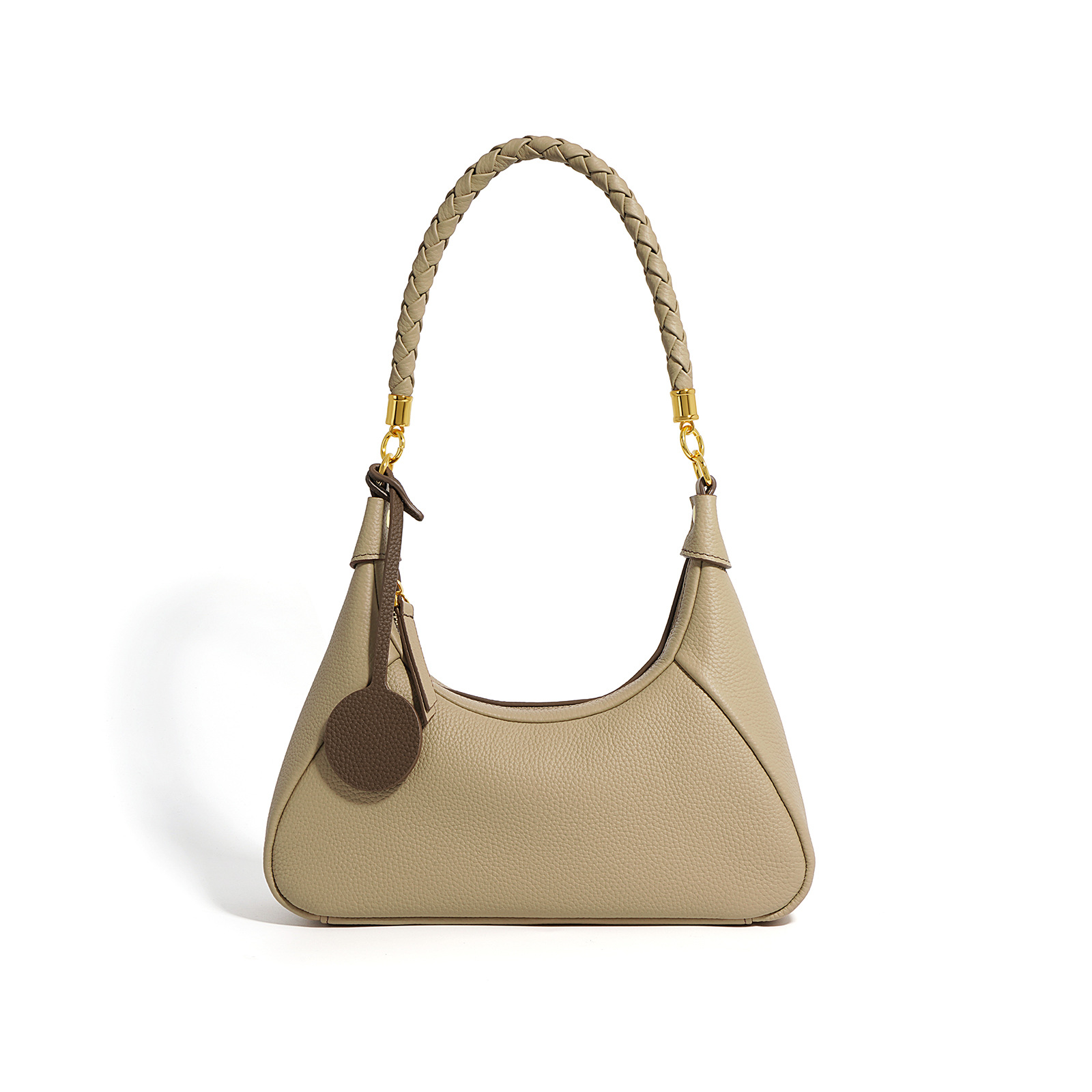 Bolso bandolera tipo media luna para mujer 2025, nuevo bolso de cuero vacuno con textura de alta gama, bolso baguette de hombro cruzado para viajeras.