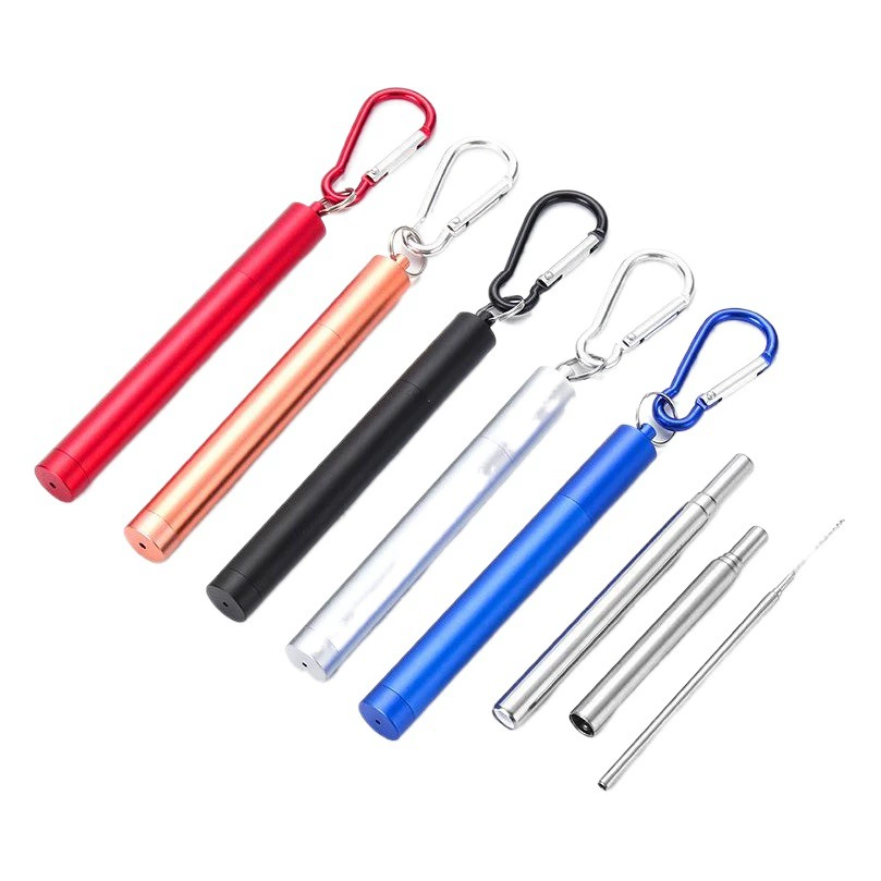 304 телескопическая соломинка из нержавеющей стали три секции с трубкой для хранения из алюминиевого сплава рукав цвет открытый портативный подарок для путешествий