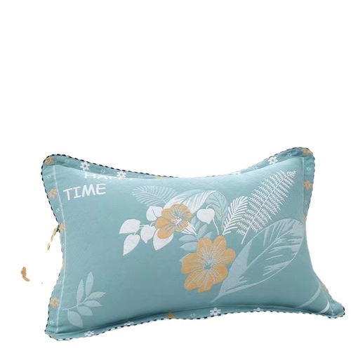 Three-layer gauze pillowcase with rounded corners, edge looped, filled with cotton, large home-use single-person soft color-woven patterned pillowcase, wholesale and dropshipping
