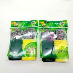 廚房清潔海綿鋼絲球套裝清潔球 洗碗海綿洗鍋鋼絲刷義烏2元百貨