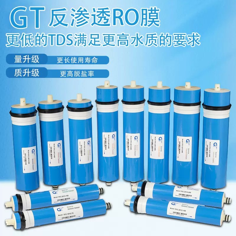 GT反渗透膜滤芯纯水机反渗透净水器75g100g400g600g通用家用2商用