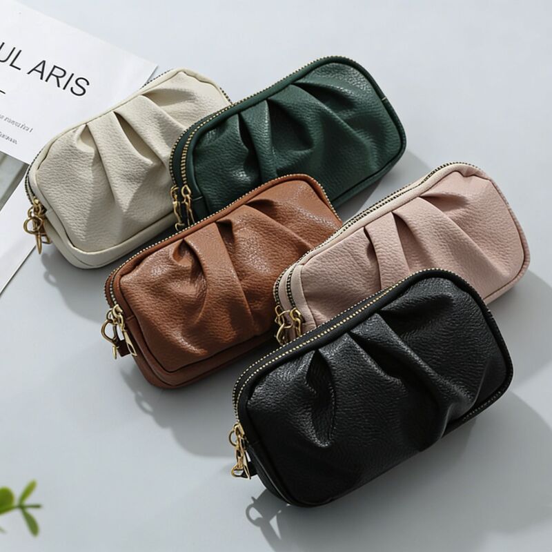Double-Layer Long Exquisite Wallet, Elegant Pleated Clutch Bag, Women's Large-Capacity Mobile Phone Bag, Mother's Long Banknote Bag Double-Layer Long Exquisite Wallet, Elegant Pleated Clutch Bag, Women's Large-Capacity Mobile Phone Bag, Mother's Long Banknote Bag