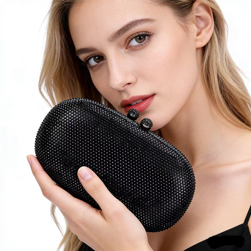 Cross-Border E-Commerce Amazon L Makeup Rhinestone Wedding Evening Bag Crystal Hot Diamond Women's One-Shoulder Hand-Held Evening Bag