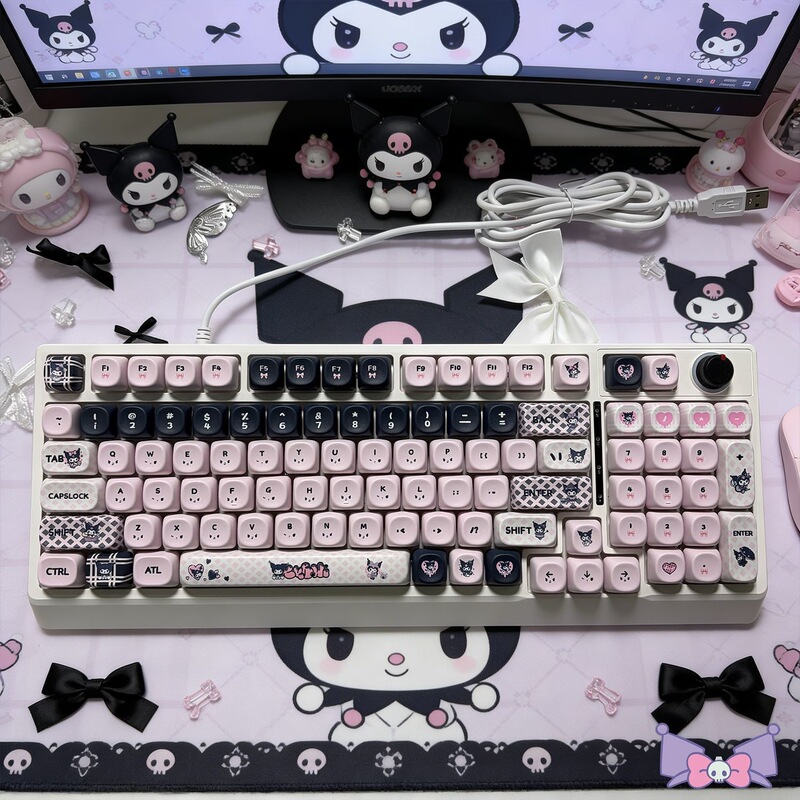 F98 Kuromi Wired Mixed-Light Mechanical Keyboard for Girls, Gaming, Office, Laptop Peripherals, Starting from One Piece F98 Kuromi Wired Mixed-Light Mechanical Keyboard for Girls, Gaming, Office, Laptop Peripherals, Starting from One Piece