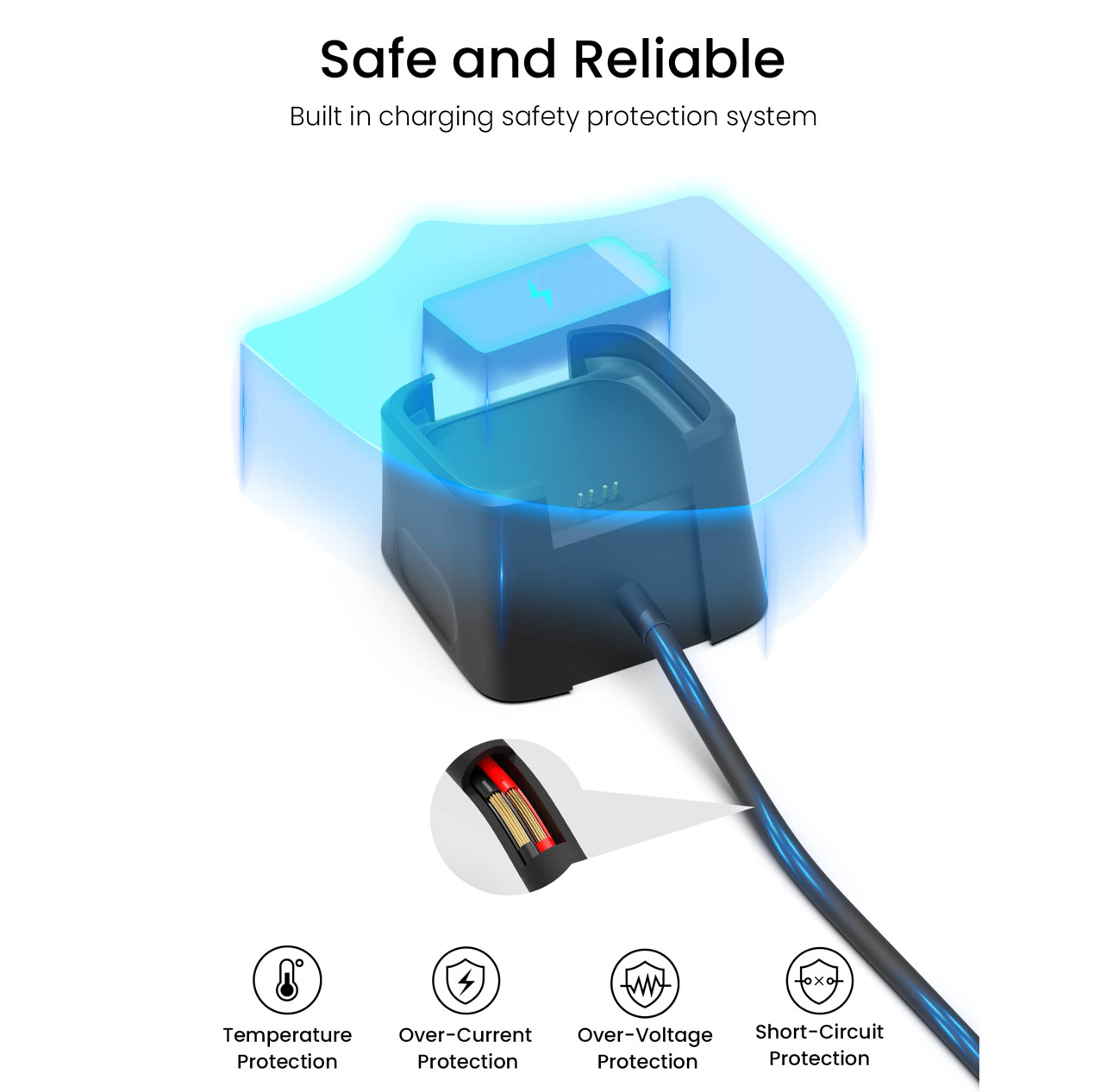 Factory direct sales fitbit versa 2 smartwatch charger, charging base, charging cable, USB undefined