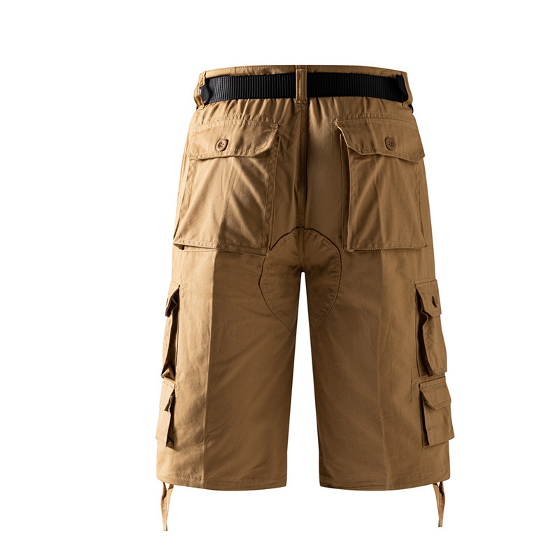 Amazon AliExpress Pantalones cortos de algodón de 5 puntos para hombre Pantalones de cinco puntos de gran tamaño con múltiples bolsillos Monos para exteriores 2025