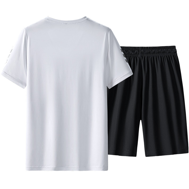 Vêtements pour hommes Combinaison spéciale transfrontalière à séchage rapide pour hommes, sport deux pièces, été, respirant, absorbant l'humidité, T-shirt court_voghion.com