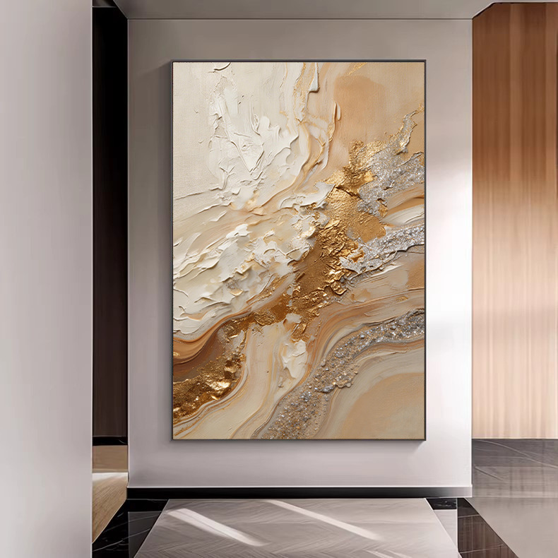 Foreign Trade Minimalist Gold Foil Hanging Painting High-level Sense of Silent Wind Entrance Decorative Painting Abstract Art Wall Corridor Corridor Mural Painting