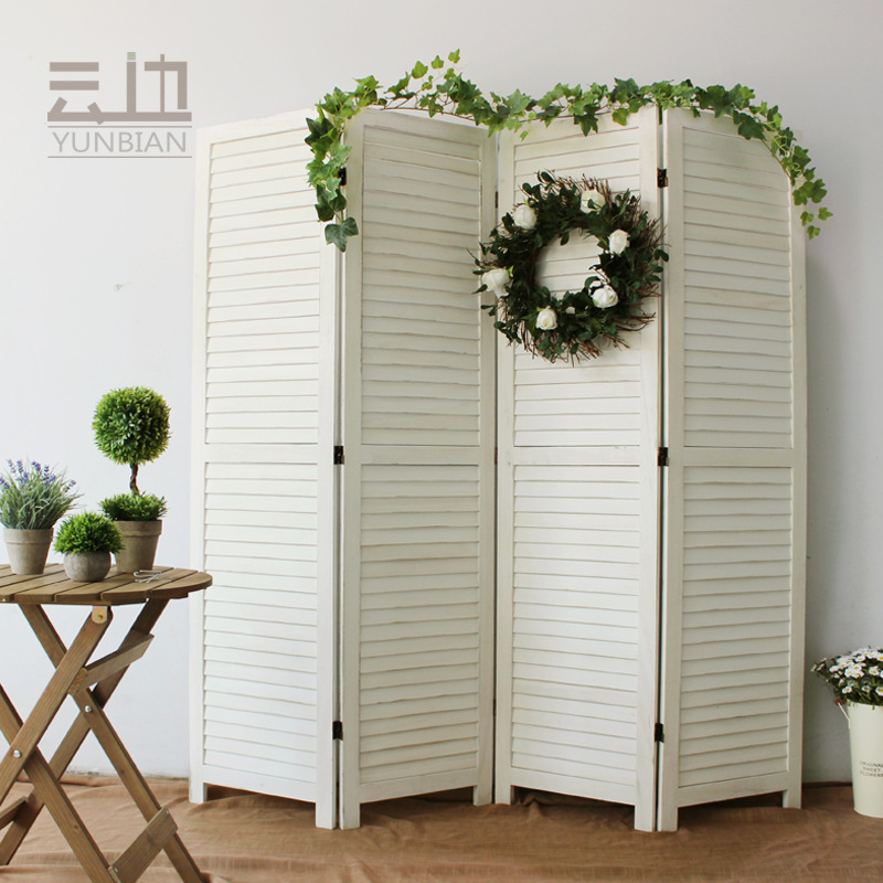 Old Retro Solid Wood Screen Partition Foldableing Scandinavian American Country Pastoral Modern Decoration Shooting Background