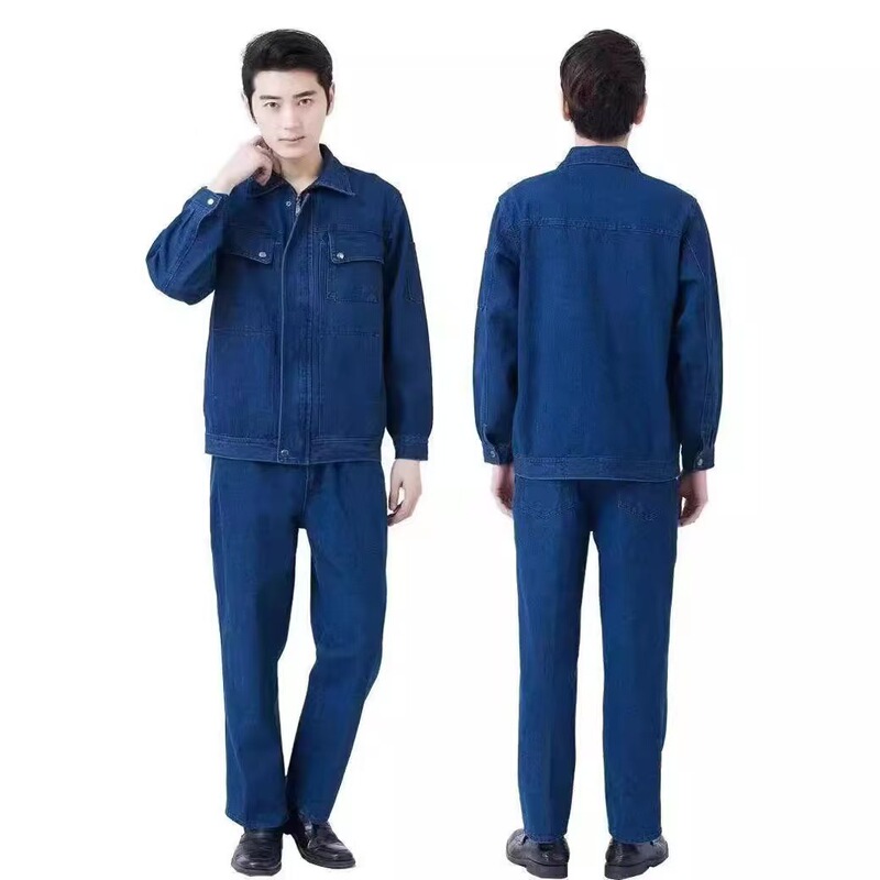 牛仔电焊工作服春秋套装建筑工地男加厚防烫耐磨多口袋焊工劳保服|undefined
