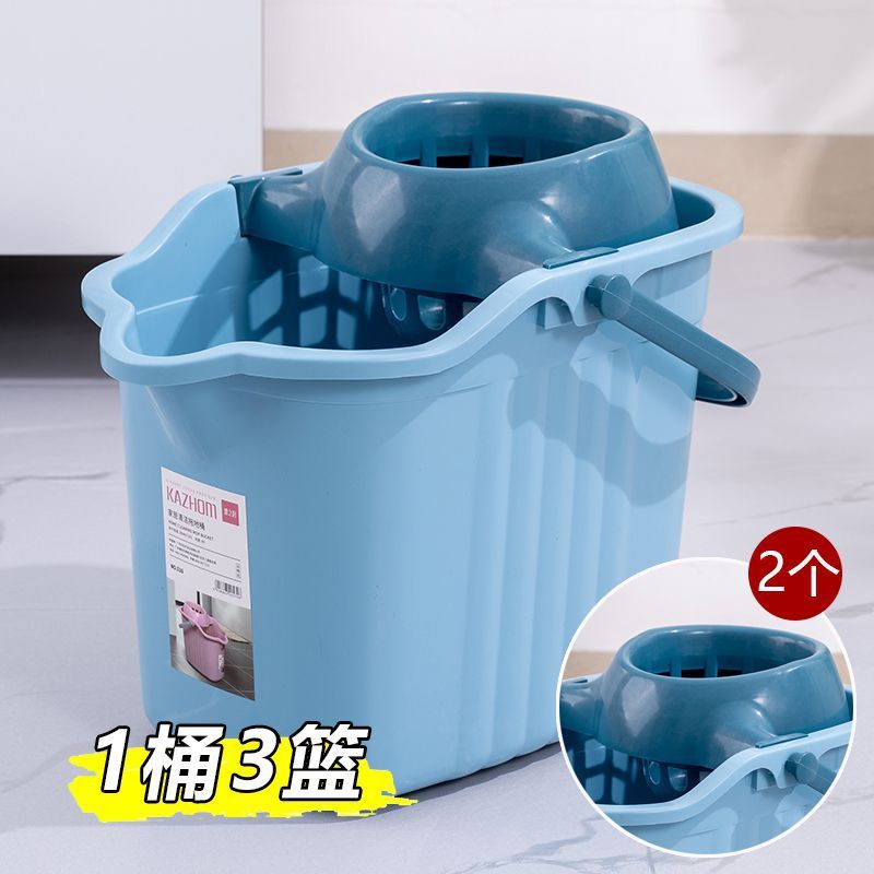 車輪付きの厚みのある大型モップバケツ、プラスチック製のポータブルプラスチック絞りバケツ、怠け者向けの水を使わないモップ|undefined