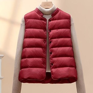 90 White Duck Down Vest Women's Short 2025 Autumn and Winter New Vertical Collar Thin Sleeveless Vest All-match Vest