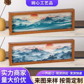 新中式流动山水流沙画沙漏艺术摆件酒柜装饰商务伴手礼旅游纪念品