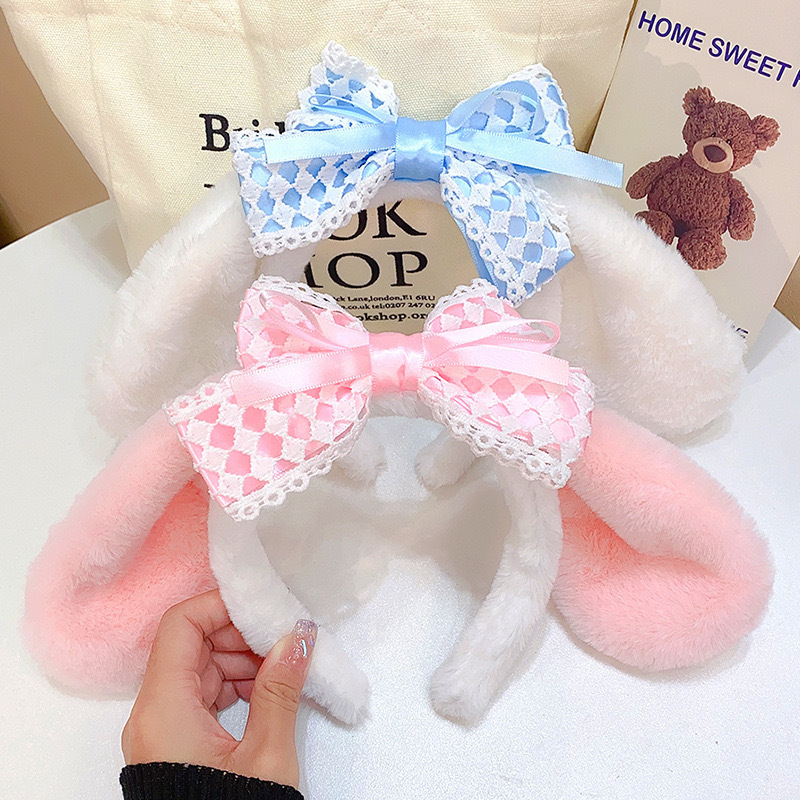 Cinnamon Dog Sanrio Melody Ear Headband Cute Lace Pink Sweet Kc Bow Tiara for Women Cinnamon Dog Sanrio Melody Ear Headband Cute Lace Pink Sweet Kc Bow Tiara for Women