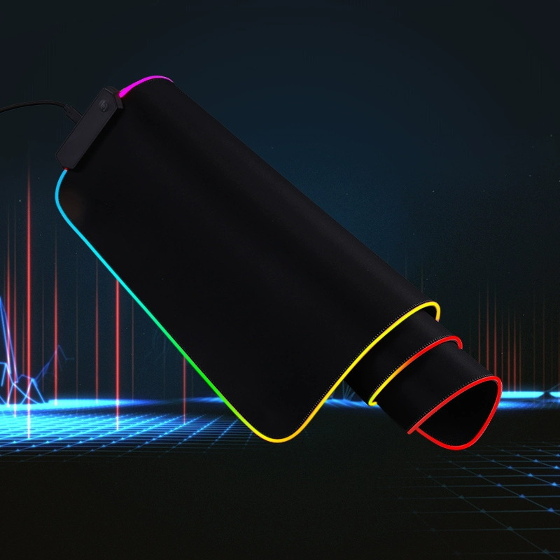 Pad de ratón luminoso RGB, tablero de juego de computadora de gran tamaño, almohadilla de mesa gruesa de café en línea para distribución transfronteriza