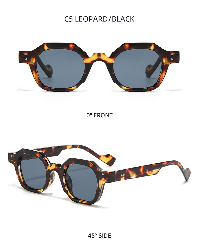 50g Weight Full Frame Glasses Structure Sunglasses Classification PC, UV400 Protection Lens Material Polygon Glasses Style Travel, Street Occasion Solid Color Pattern Unisex Gender Simple Style, Streetwear Style Grey, Black Color Simple Style Streetwear Solid Color PC UV400 Protection Polygon Full Frame Men's Sunglasses 9