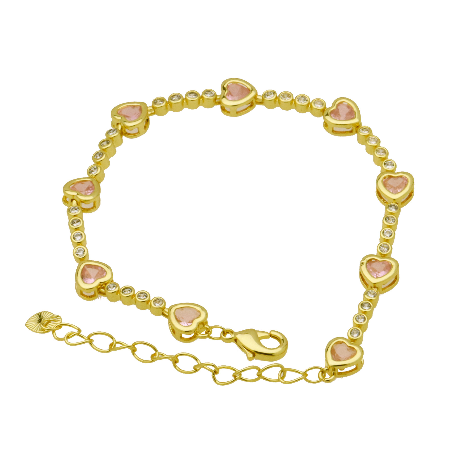 Heart Shape Pattern Wholesale Jewelry Sweet IG Style Heart Shape Copper Zircon Plating Inlay Bracelets Chain-free