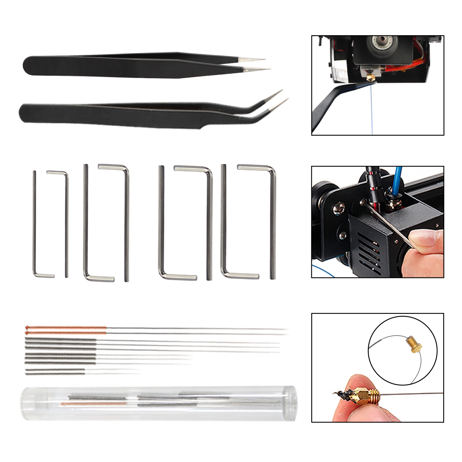 3D traje de herramientas impresora boquilla limpieza desmontaje modelo recorte pulido DIY conjunto completo