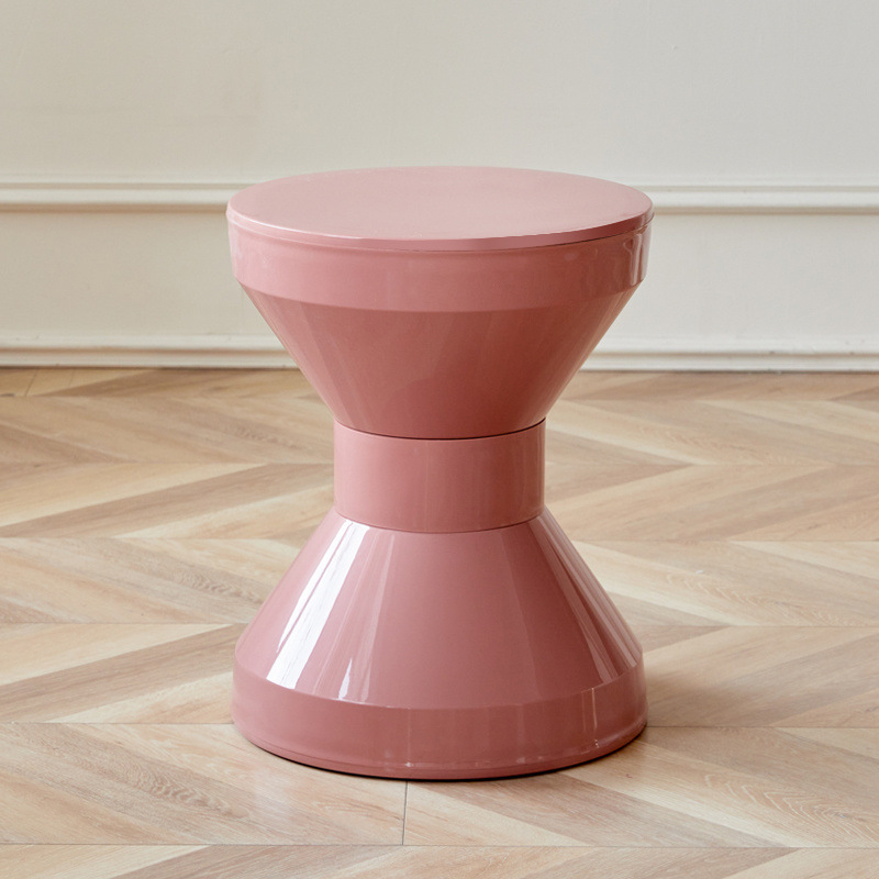 Taburete de plástico doméstico nórdico, taburete de comedor de viento crema, taburete de mesa de té, taburete redondo creativo, taburete de zapatos en la puerta