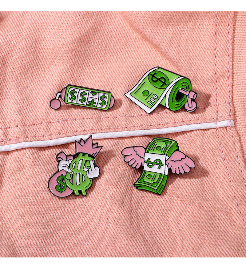 Enamel Design Cute Modern Style Pin Letter Dollar Alloy Enamel Unisex Brooches