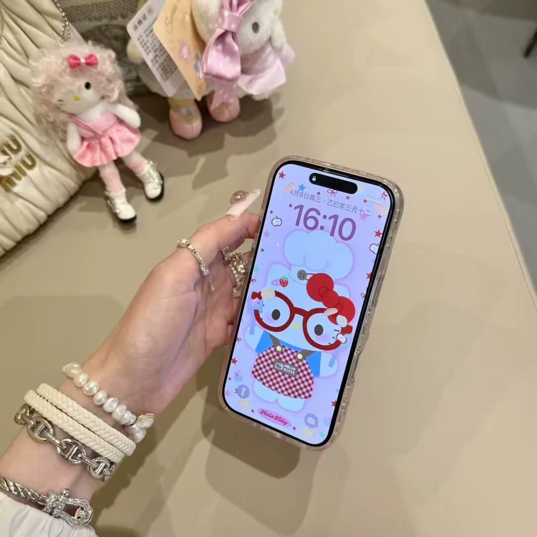 Apple, милый фуксийно-клубничный, очки, чехол для телефона, совместимый iPhone16 Pro, iPhone15 Pro, iPhone 14, кот, iphone