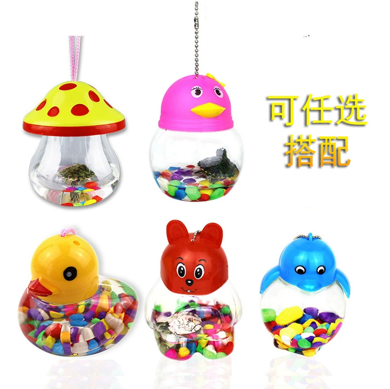 Прозрачный детский пластиковый киоск для аквариума Мини-портативный маленький аквариум Прозрачная коробка для черепахи Пингвин QQ чашка Бутылка для черепахи Бутылка для рыбы