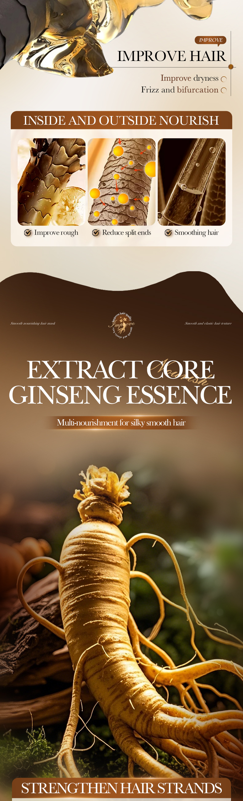 SADOER Ginger Ginseng Polygonum Multiflorum Strong Hair Mask Nourishing Hair Conditioner 1000g_voghion.com