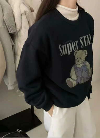 Quality warm warm sweatshirt, cartoon long-sleeve, oversize