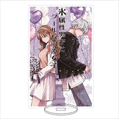 Ice Attribute Male and Cool Female Colleague Acrylic Statue of a Tall Standing Ice Attribute Male and an Expressionless Woman